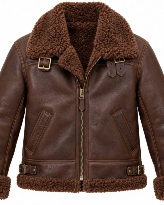 Men's Chocolate Brown B3 Aviator Jacket with Brown Shearling