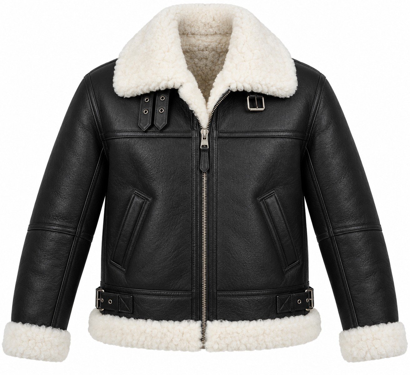 Men's Black B3 Aviator Jacket with White Shearling