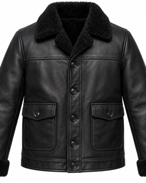 Men's Black Ranch Jacket with Black Shearling