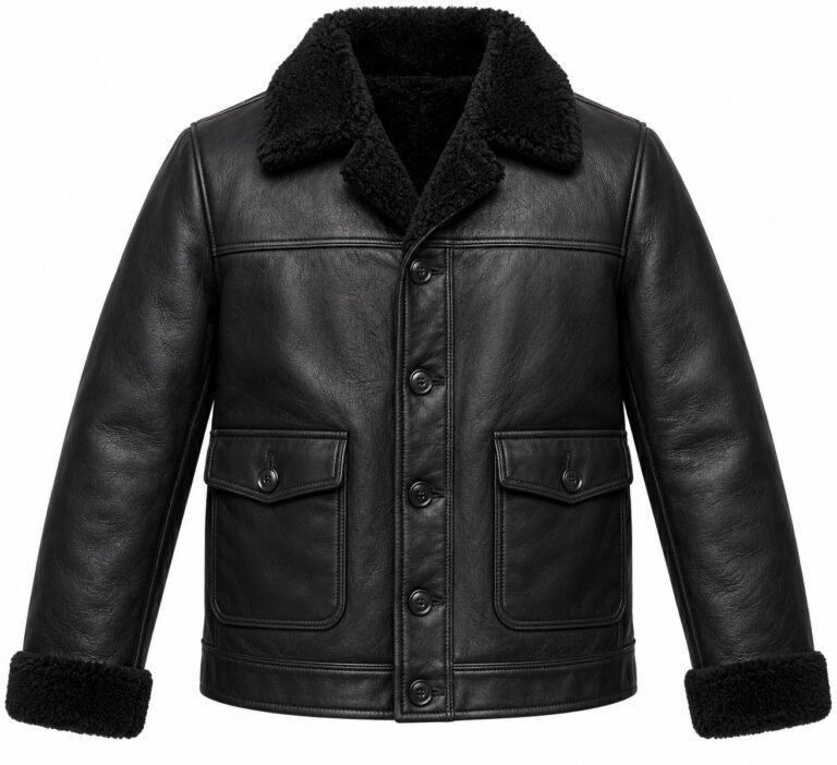 Men's Black Ranch Jacket with Black Shearling