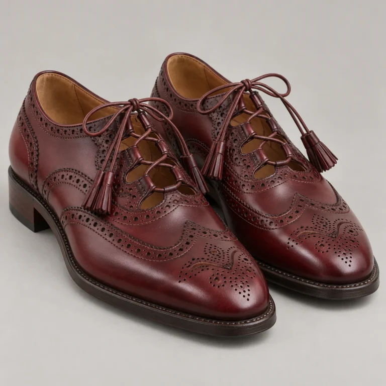 Oxblood Ghillie Brogues with Thistle Medallion