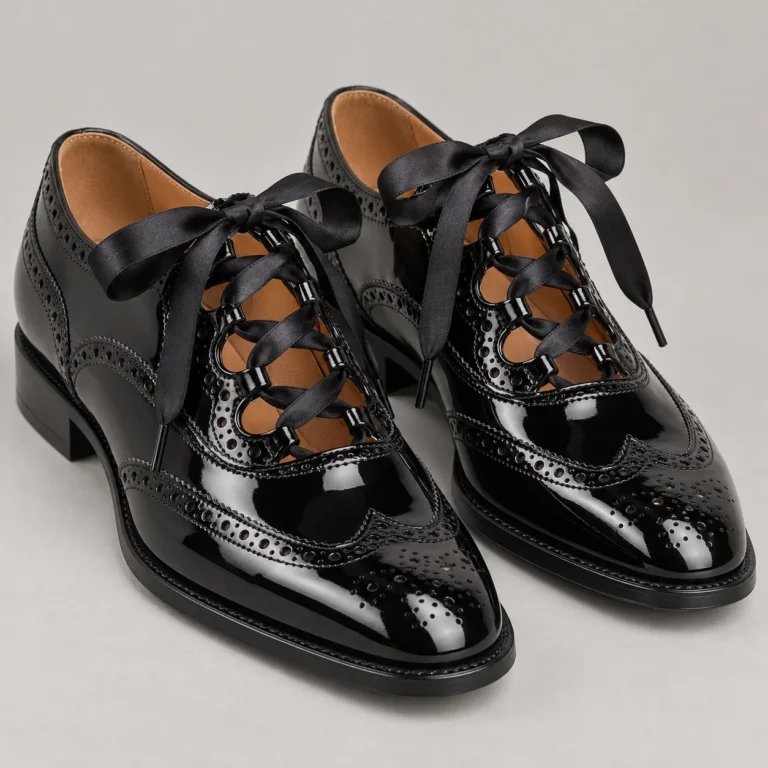 Black Patent Leather Ghillie Brogues - Evening Style
