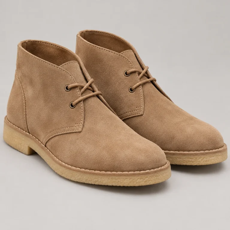 Sand Brown Suede-Style Leather Chukka Boots