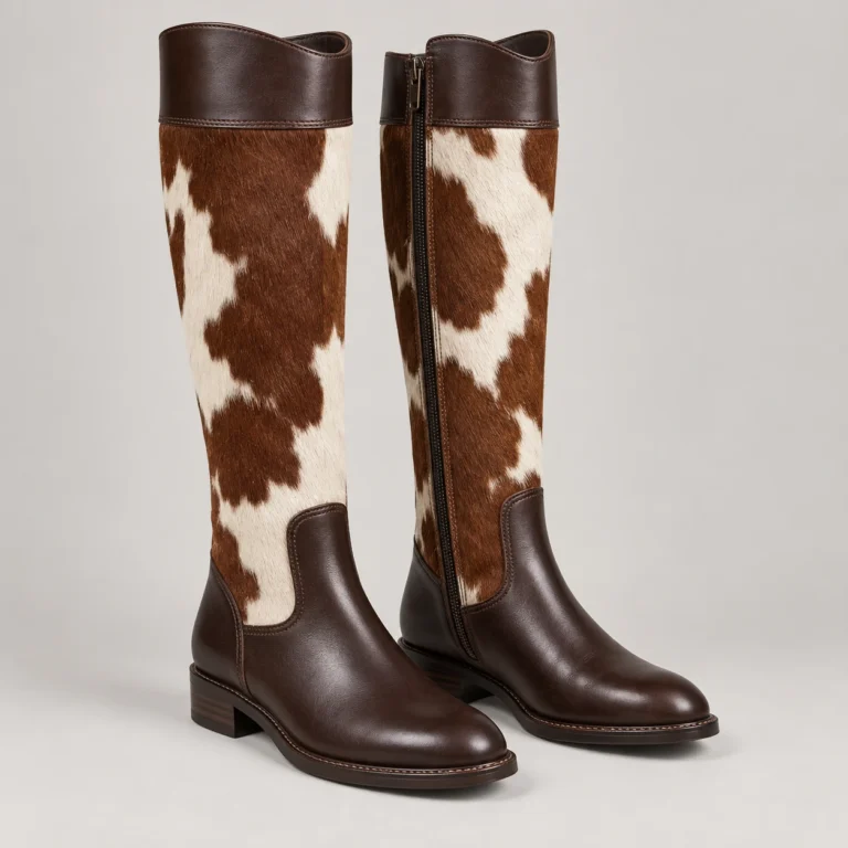 Chestnut Hair-On Cowhide Knee-High Boots