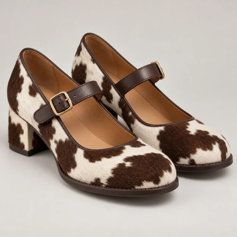 Chocolate Hair-On Cowhide Mary Jane Shoes