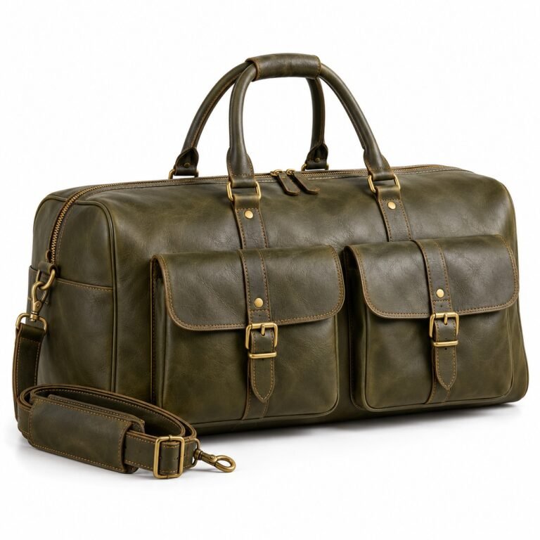 Olive Field Pocket Leather Travel Bag