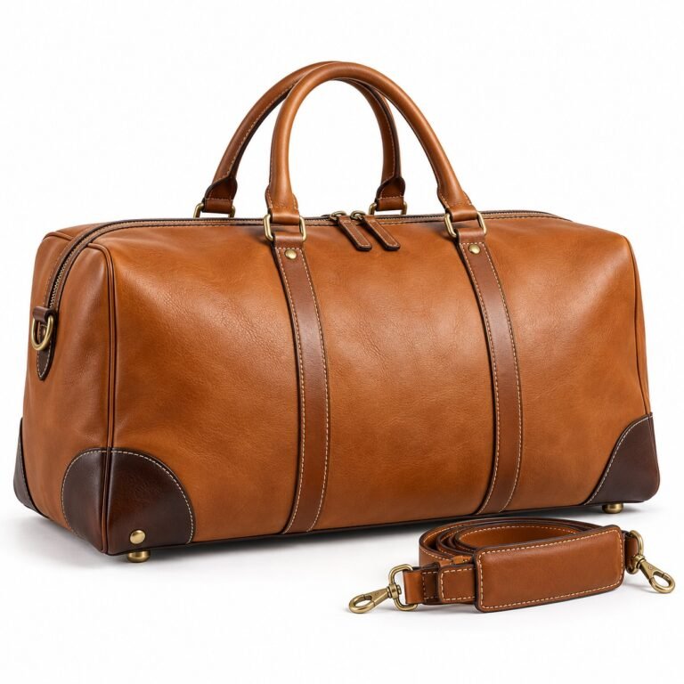Tan Corner Guard Leather Travel Bag