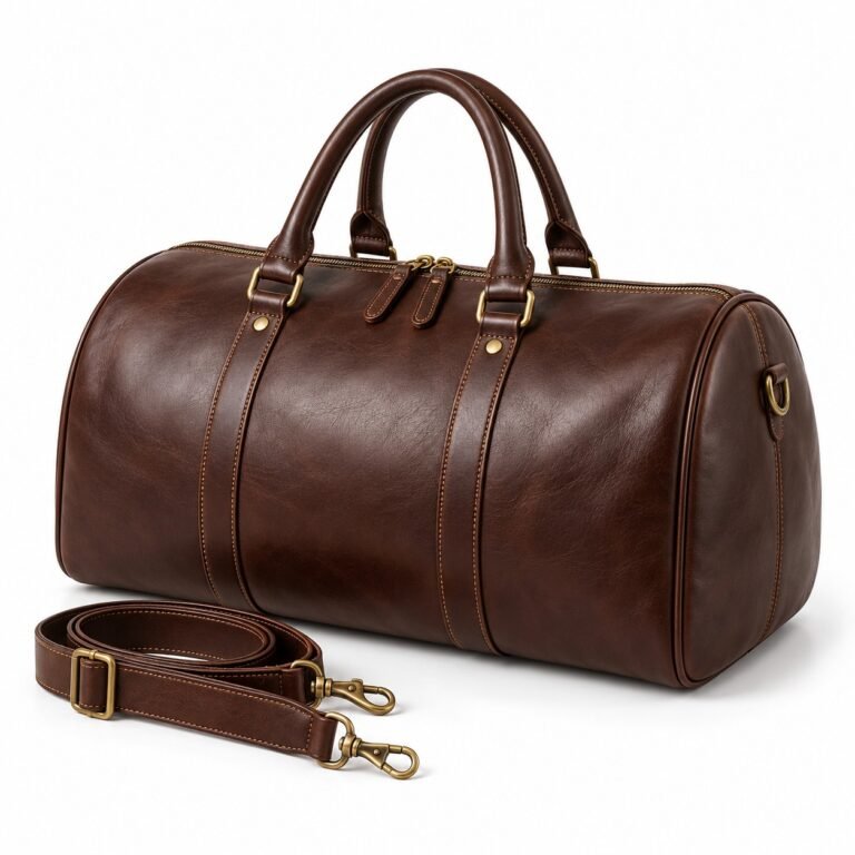 Espresso Dome Twin Zip Leather Weekender Bag