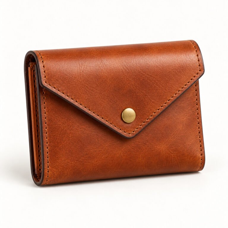 Cognac Leather Card Wallet – Envelope Flap