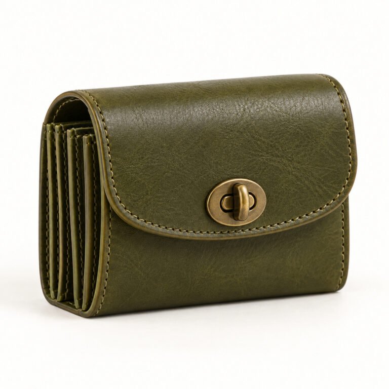 Olive Leather Accordion Card Wallet – Turn Lock