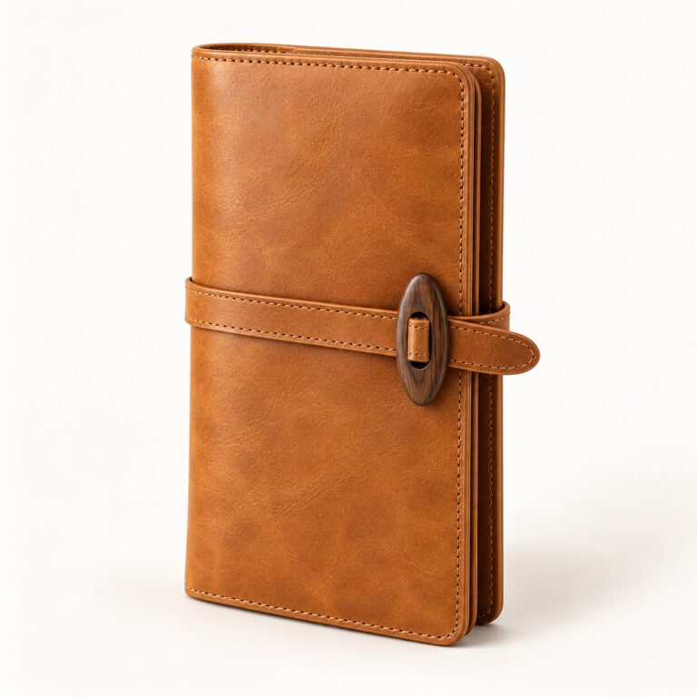 Camel Leather Travel Wallet – Wrap Strap