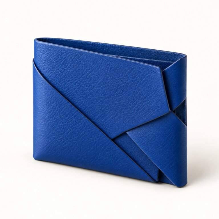 Blue Leather Card Wallet – Origami Fold