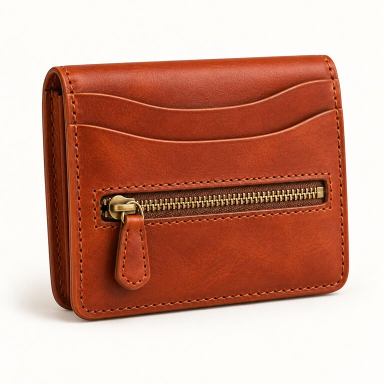 Terracotta Leather Card Wallet – Zip Coin Pocket