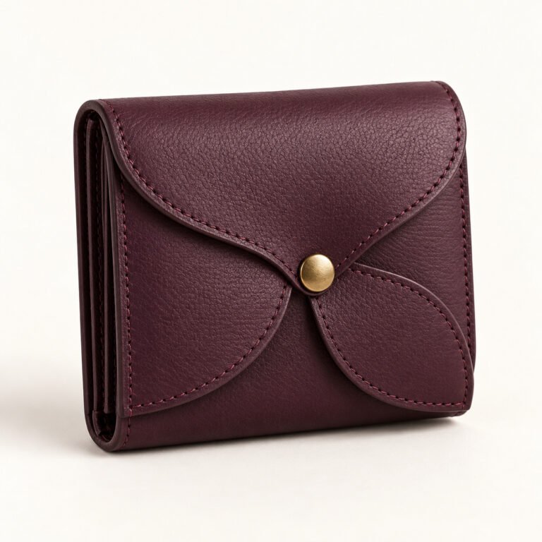 Purple Leather Flap Wallet – Petal Front