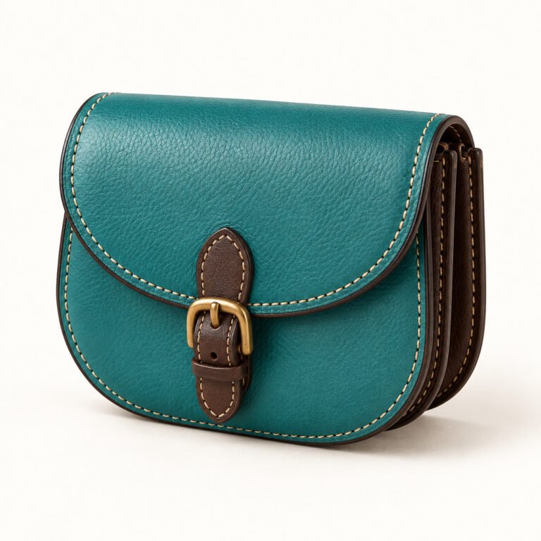 Turquoise Leather Flap Wallet – Saddle Shape